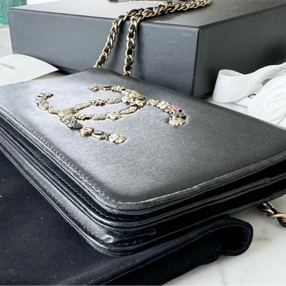 Chanel Wallet On Chain EXTREMELY RARE Lucky Charms Black Calfskin Crossbody Bag - Picture 6 of 16